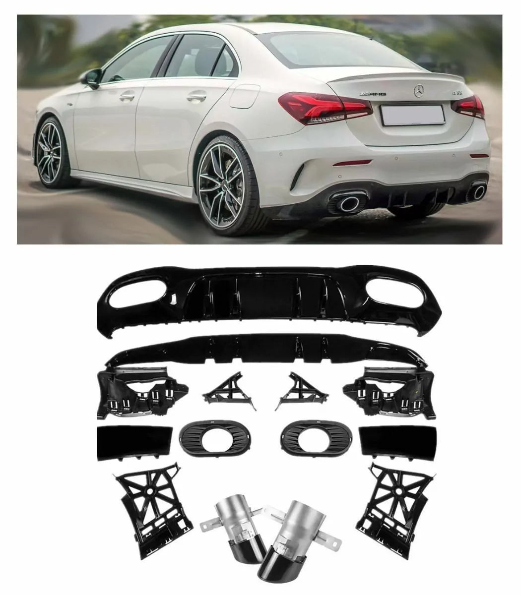 DIFFUSEUR A35 AMG NOIR POUR MERCEDES CLASSE A V177 BERLINE
